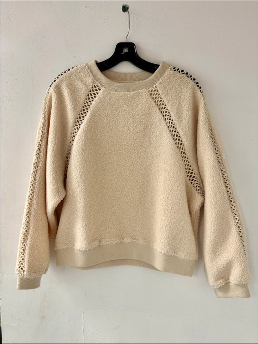 ba&sh SWEET crewneck Textured Sweater with Crochet. Color Ecru. Size XS. NWT